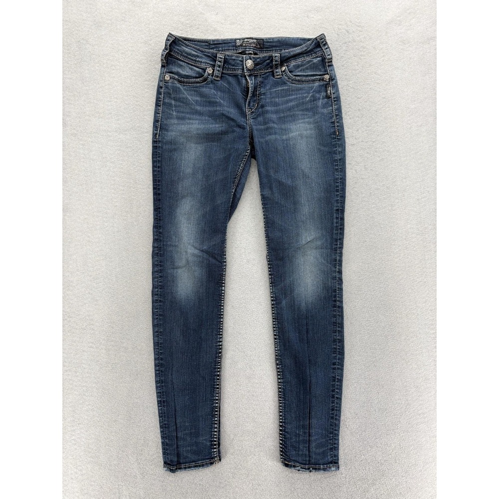Silver Jeans Suki Mid Super Skinny Jeans Womens 28x31 Blue Med Wash Stretch Y2K